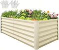 YITAHOME 6x3x3ft Large Raised Garden Bed Kit, Galvanized Metal Planter Box with Gloves, Support Rod, Outdoor Above Ground Planters for Plants Vegetables Flowers, Cream Yellow by YITAHOME