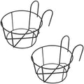 DOITOOL 2 Pack Metal Hanging Flower Pot Holders Durable Iron Wire Planter Stands for Balcony Railing Space-Saving Outdoor Plant Hangers for Garden and Patio Decoration 10.23X7.87X5.90 Inches by DOITOOL