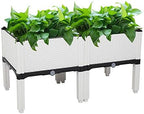 Raised Garden Beds Outdoor with Legs, Vegetables Flowers Outdoor Indoor Plastic Free Splicing Injection Square Planter Box for Garden Backyard Patio Balcony White (2) by Kshioe