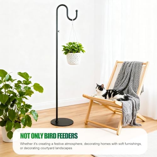 76" Shepherds Hook Stand: Hanging Bird Feeders, Plants, Wind Chimes - Image 7