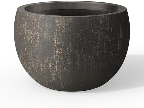 Kante Vintage BRN Concrete Planter 19.9" Dia All-Weather Round Large Pot by Unknown