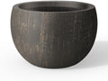Kante Large Round Bowl Vintage BRN Concrete Planter 19.9" Dia, Outdoor by Unknown