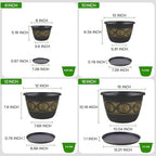 Usocik 12 Inch Plant Pots, 4 Pack, Gold Retro Floral - Image 4