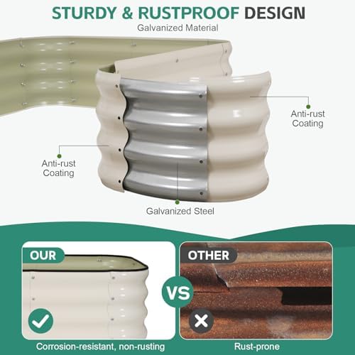 4 in 1 Galvanized Raised Garden Bed, 6x2x1ft, 2Pack, White - Image 3