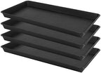 VUWEZ 4 Pack Plant Saucer Tray Rectangular, Plant Growing Nursery Trays, Heavy Sturdy Seed Starting Trays, Plants Starter Saucers for Indoors No Holes, Seed Starter Growing Tray (17.5"x10.6", Black) by VUWEZ