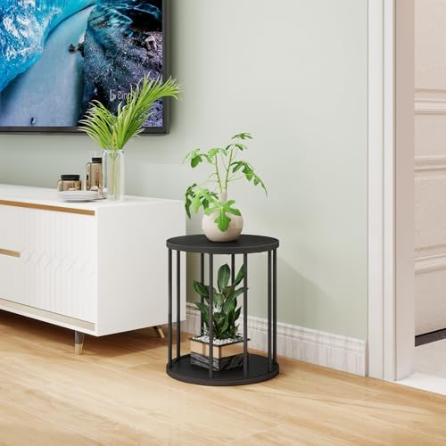 Plant Stand Indoor,small plant stool,Flower Pot Corner stand holder,Mid Century Heavy Duty Metal Tall Home Decor,Modern Round End Table,Small Rustic Display Stand for Living Room,Bedroom(Black,14In) - Image 7