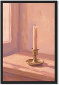 Still Life Candle Black Framed Wall Art, Minimalist Aesthetic Print by Unknown