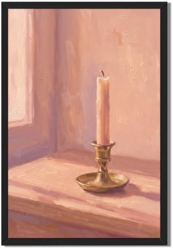 Still Life Candle Black Framed Wall Art, Minimalist Aesthetic Print by Unknown
