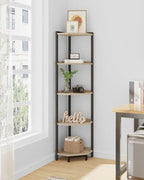 Hzuaneri Corner Shelf Stand, Corner Bookshelf with Metal Frame - Image 7
