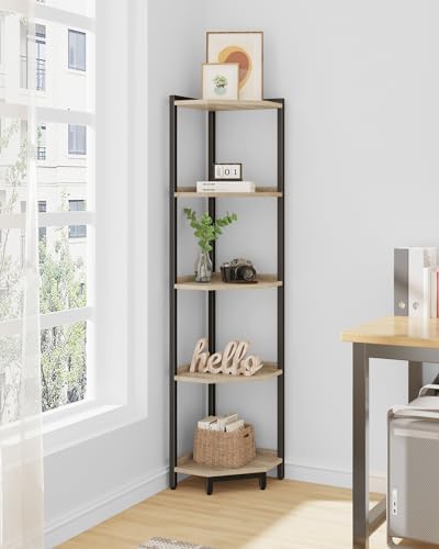 Hzuaneri Corner Shelf Stand, Corner Bookshelf with Metal Frame - Image 7