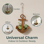 Rustic Anchor Hanging Planter, Nautical Wall Plant Holder - Image 3