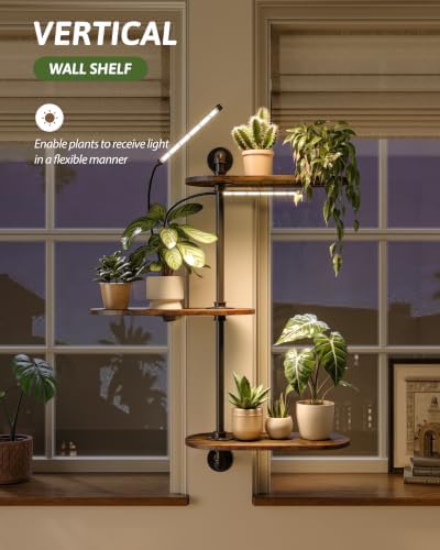 GENTINGBRO Window Plant Shelves 3-Tier with Grow Light Rotating Plant Stand - Image 4