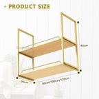 Ceiling Mounted Wine Rack，Industrial Wine Glass Shelf for Wall Storage Shelving，2-Layer Hanging Plant Flower Pot Stand Floating Decorations Shelves，Gold(80x30x80cm) - Image 2