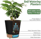 YNNICO Indoor Self Watering Planters with Drainage Holes and Saucers, 8, 7, 6.5, 6, 5.5, 5 Inches, Black, 6 Pots (Pack of 2) - Image 5