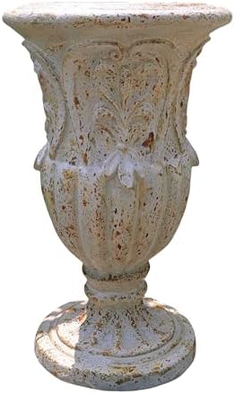 VISIBLE Vintage European Large Garden Urn Planter, Cement and Fiber Flower Pot, Decorative, 24.8 Inche Tall, Make Rust Finished, Wrap Foam Safely Delivered from Local Warehouse (Vintage, Large) by VISIBLE