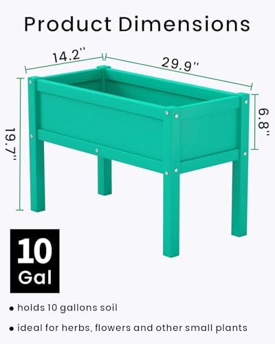 Small HDPE Raised Garden Bed, Elevated Planter Box with Legs, Outdoor All-Weather Planter Raised Beds for Seeds, Herbs, Flowers, Vegetables (Aruba Blue) - Image 2