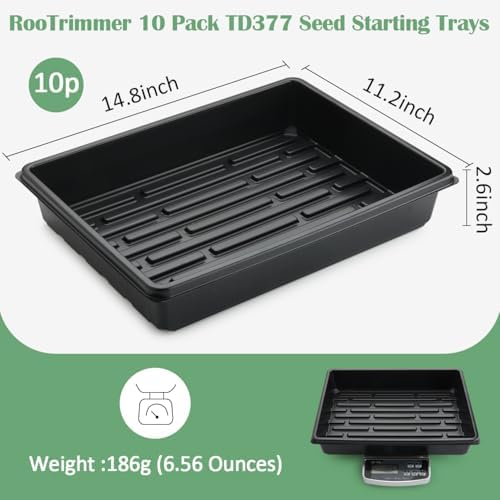 RooTrimmer 10 Pack Seed Starter Trays - Heavy Duty Plastic Flats, Fits 54 Cell Plug Tray, Seedling Tray for Carrying and Holding Plant Nursery Pot,Seed Germination & Plant Propagation (TD377) - Image 2