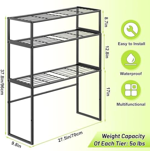 Metal Plant Stand Indoor Outdoor, 3 Tier Potted Multiple Flower Pot Holder Rack Plant Shelf, Heavy Duty Planter Display Shelving for Patio Balcony Garden Living Room Decorative (Black-3 Tier) - Image 2