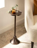 Kate and Laurel Sanzo Modern Pedestal Drink Table; 9 x 9 x 23; Bronze; Decorative End Table with Hammered Tabletop - Image 5