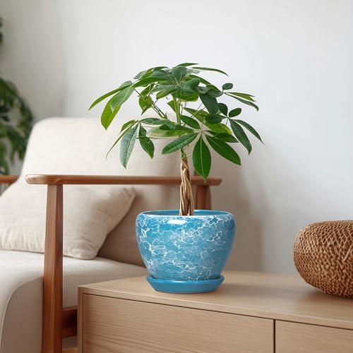 Ceramic Planters for Indoor Plants, 6 Inch Plant Pot, Bubble Blue - Image 3