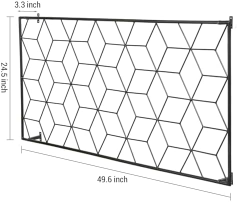 MyGift 4 Foot Geometric Cube Pattern Style Matte Black Metal Wire Garden Trellis, Wall Mounted Large Support Lattice Frame for Climbing Plants and Crawling Vines - Image 5