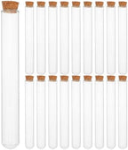 OUNONA 20ml Round Bottom Glass Test Tubes Cork Stoppers 20pcs for Lab Plant Propagation by OUNONA