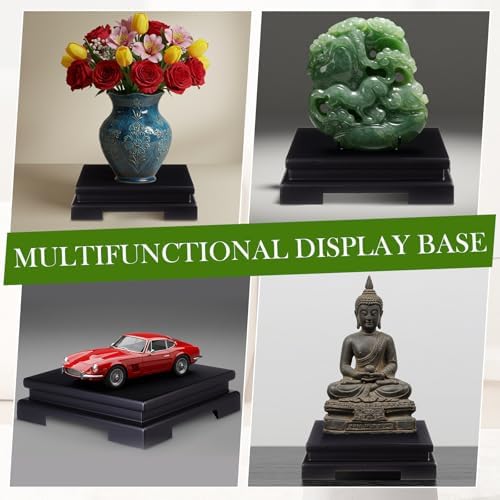 Chunful 2 Pcs 6.7 x 6.7 x 2'' Wooden Display Pedestal Stand, Black - Image 5
