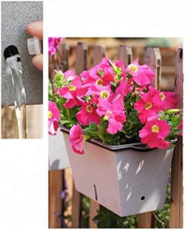 12 Inch Rectangular Self Watering Planter Indoor,Windowsill Herb Box, Outdoor Flower Pot Succulent with Iron Hanging Shelf for Railing Balcony Tabletop, 12 x 6.2+Hanging - Image 4