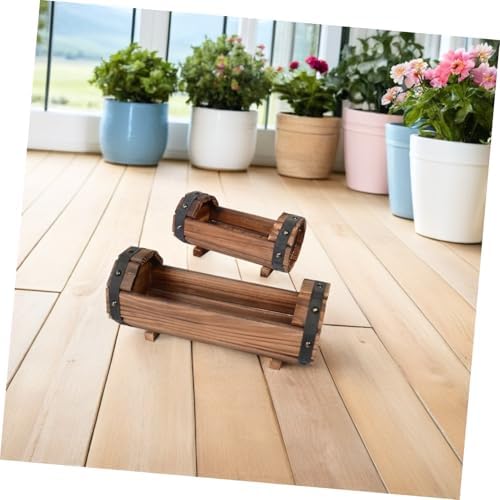 NUOBESTY Garden Planter Xmas 2pcs Set Half Barrel Wooden Box for Plants - Image 5