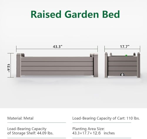 Elevated Raised Garden Bed,Outdoor Large Resin Patio Planter Box Stand Divisible with Drain Plug,Water Monitor for Plants Vegetables Flowers Fruits(Grey) - Image 2