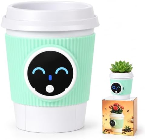 Self-Watering Desk Planter with 9 Expressions, Interactive Indoor Plant Pot by AiYiDaYibu