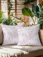 Throw Pillows 18x18 Set of 2, Tropical Palm Tree Waterproof Outdoor Pillow Covers with Insert, Vintage Lavender Exotic Botanical Plants Decorative Pillowcase Cushion for Patio, Garden, Couch - Image 2