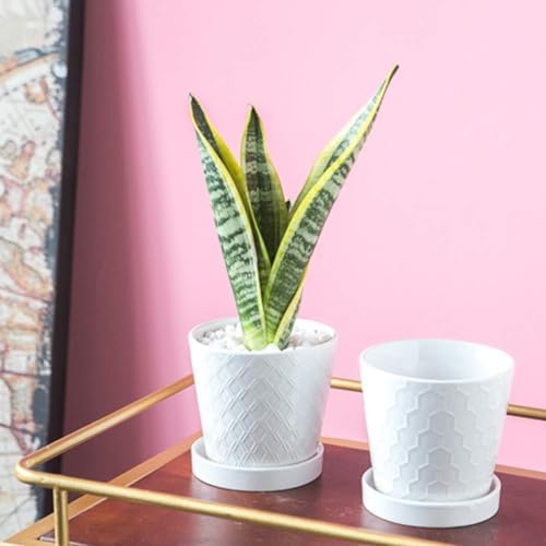 BUYMAX 5in Ceramic Flower Pots Set of 4 Plant Pot with Drainage Hole - Image 6