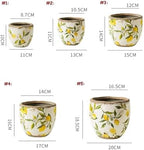 Plant Pots Spring Lemons Pattern Planter Succulent Pots 4" D - 7.3" D Large Planter Pots with Drainage Hole, Decorative Garden Pots Round Ceramic Pots Outdoor Plant Pots Spring Decor - Image 3