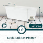 The HC Companies 24 Inch Heavy Duty Deck Rail Planter Boxes, White, 5-Pack - Image 5