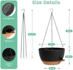 UOUZ 13 Inch 2 Pack Large Self Watering Hanging Planters for Indoor Outdoor Plants, Hanging Plant Pots with Removable 50 Oz Reservoir, Plastic Hanging Basket for Window Porch Garden, Black with Brown - Image 5