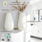 White Ceramic Wall Planters, Set of 2, 10.6 Inch, Flared Design - Image 3
