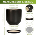 Ceramic Planter 7 Inch - Cylinder Round Modern Indoor Plant Pot for Plants with Drainage Hole and Saucer, Room Home Patio Office Patio Decor, Black - Image 3