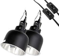 2 Pack Reptile Light Fixture, 5.5in Deep Dome Reptile Lamp Fixture, Optical Reflection Cover, Separate Switch & Hook, Terrarium Light Fixture for Reptile Heat Basking UVB Bulbs, 100W, Black by CAVACHEWReptileSupplies