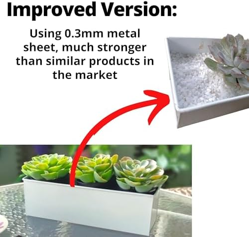 LaLaGreen Wall Planter (16 in, 3 Pack) White Metal Rectangular Succulent - Image 5