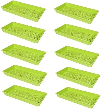 SUNPACK 10" x 20" Heavy Duty Mesh Plastic Seed Starting Tray, Lime Green, 2.3" (Pack of 10) - Ensures Water Drainage and Aeration, Perfect for Greenhouses or Indoor Gardening by SUNPACK
