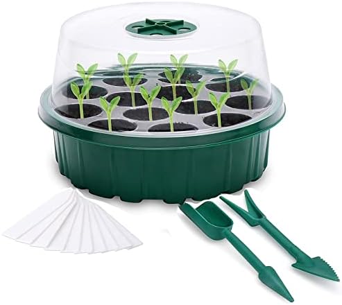10 Pack Seeds Grow Tray, Plant Germination Starter Kit, Mini Greenhouse Propagator Trays, Germination Trays with Labels & Seedling Tools(13 Cells Per Tray),Green by PanHuiWen