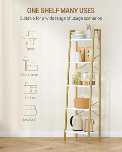 Hzuaneri Ladder Shelf, Bookshelf, Freestanding Corner Storage Shelf - Image 6