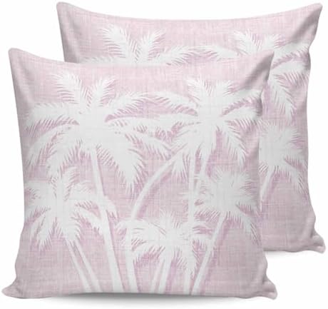 Throw Pillows 16x16 Set of 2, Tropical Palm Tree Waterproof Outdoor Pillow Covers with Insert, Vintage Lavender Exotic Botanical Plants Decorative Pillowcase Cushion for Patio, Garden, Couch by Unknown