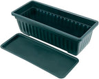 JOIKIT 6 Packs 17 x 7.5 x 5.5 Inch Plastic Window Planter Boxes with Trays, Plastic Vegetable Planter with 30 Plant Label, Countryside Flower Box Pot for Garden Windowsill Patio Balcony, Dark Green - Image 5