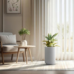 Kante 17.7" Tall Fluted Concrete Planter, White Round Column Pot - Image 5