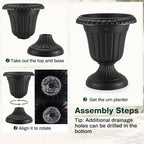 Zhehao 4 Pcs 13 x 15 Inches Black Plastic Urn Planter Classic Flower Pots Front Porch Planters Indoor Outdoor Planters with Pedestal for Wedding Party Bridal Shower Garden Patio Porch - Image 4