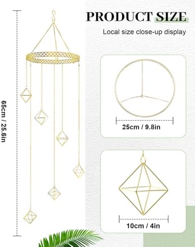 Willinglong 6 Pcs Hanging Air Plant Holder, Gold Tillandsia Air Plant Holders Unique, Airplants Live Holders, Air Fern Macrame Display for Indoor Home Office Ceiling Wall Decor - Image 2