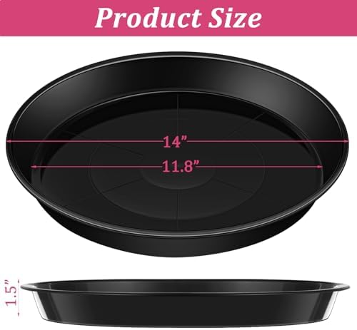 Eccliy 6 Pack Plastic Plant Saucer, Round, 14 Inch, Black - Image 2