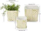 Deco 79 Ceramic Indoor Outdoor Planter Small Planter Pot with Overlapping Green Arches and Attached Saucer, Set of 3 Planters 7',6',5'H, White - Image 6
